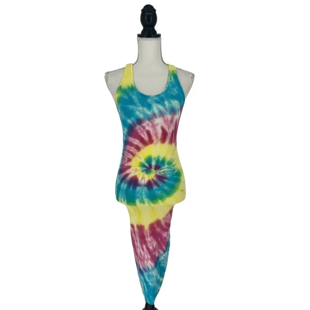 NSF Coqui Slim Racerback Tie Dye Ribbed Tank Dress Petite